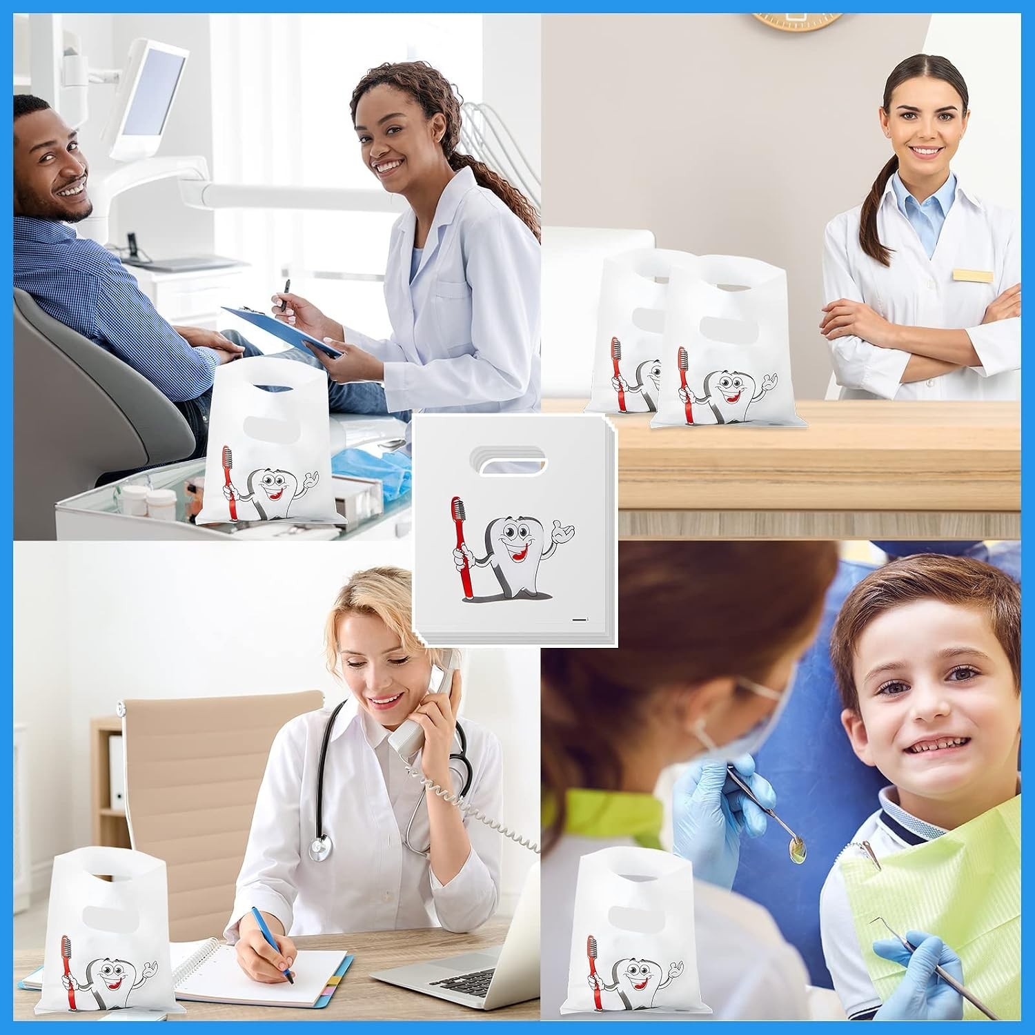 200 Count Plastic Dental Bags with Handles – Perfect for Patient Encouragement