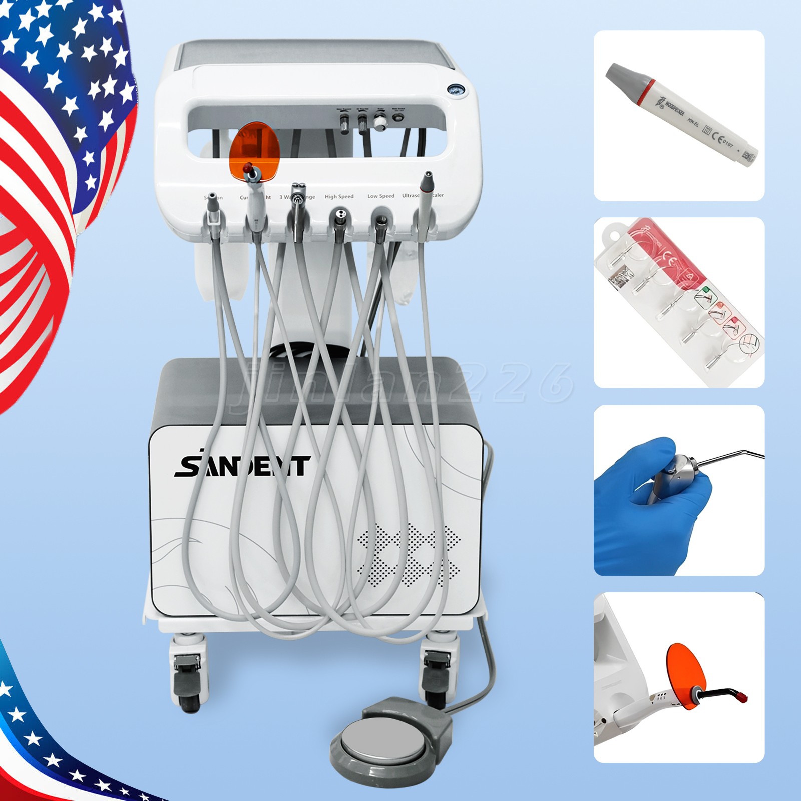 Portable Dental Delivery Unit With Air Compressor Strong Suction 4Hole
