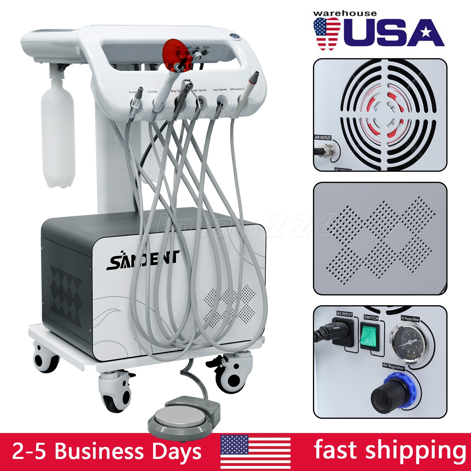 Portable Dental Delivery Unit With Air Compressor Strong Suction 4Hole