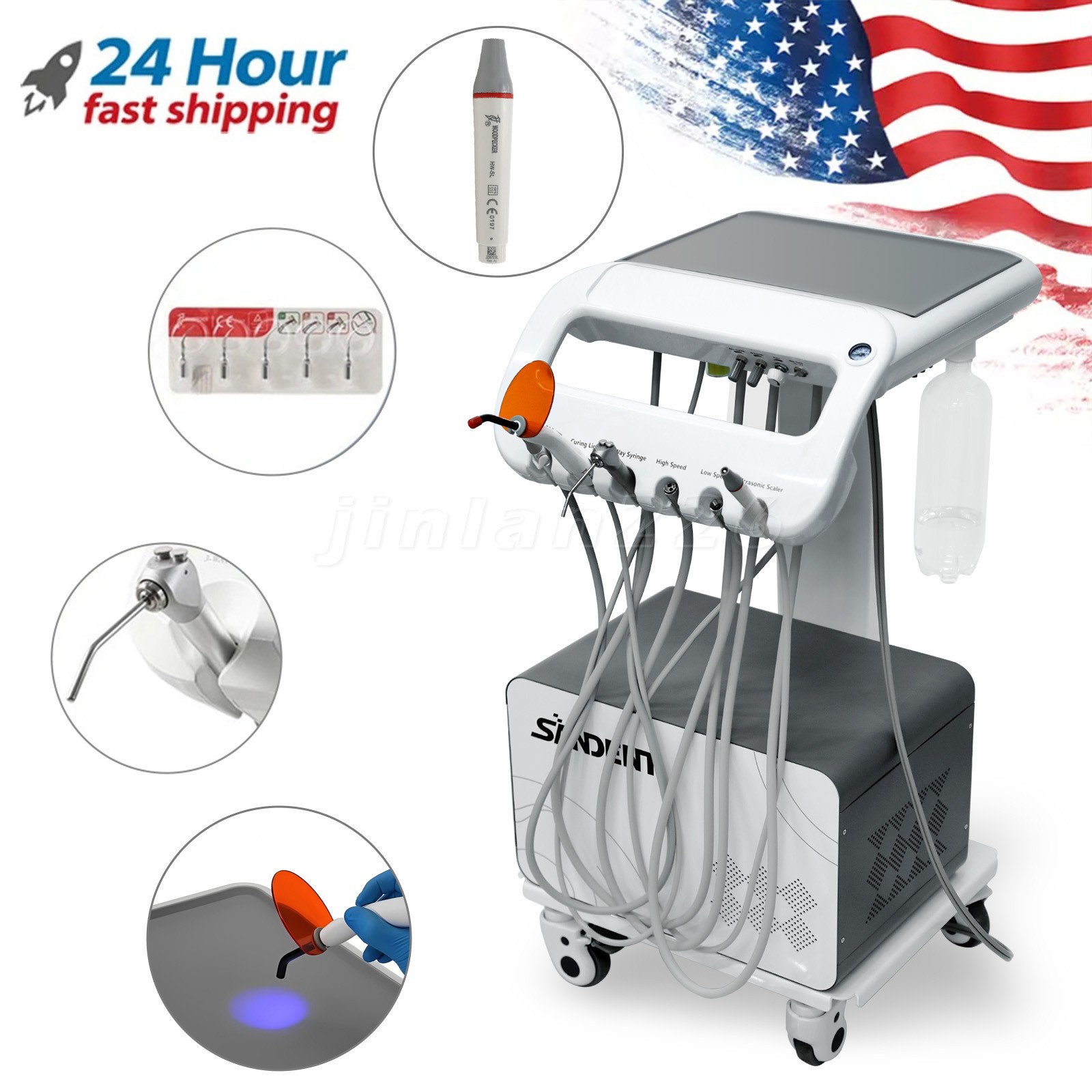 Portable Dental Delivery Unit With Air Compressor Strong Suction 4Hole