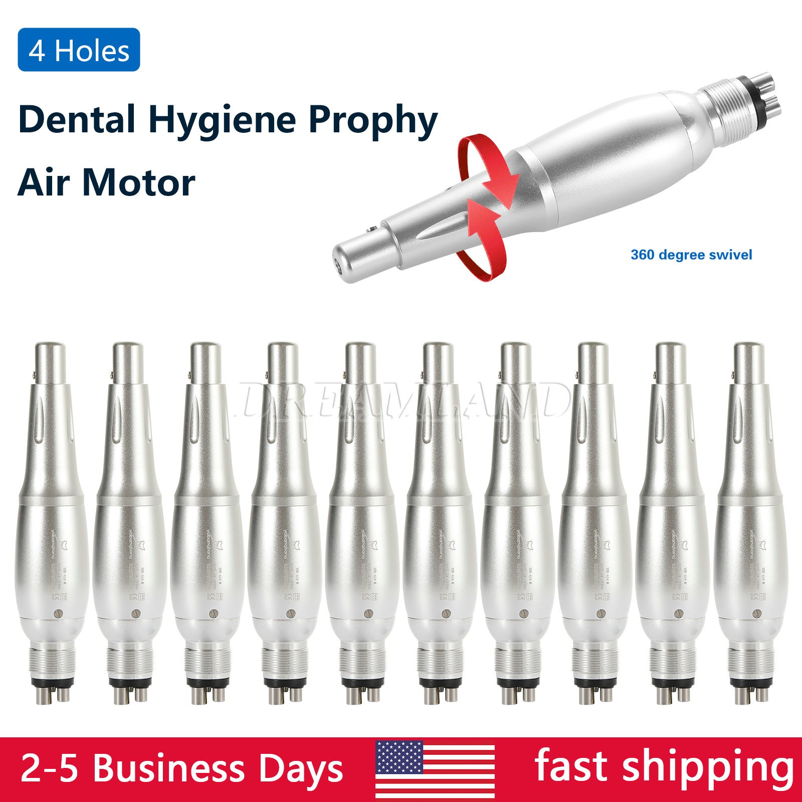Dental Hygiene Prophy Handpiece Air Motor 4Holes 4:1 Nose Cone 360°Swivel PRU