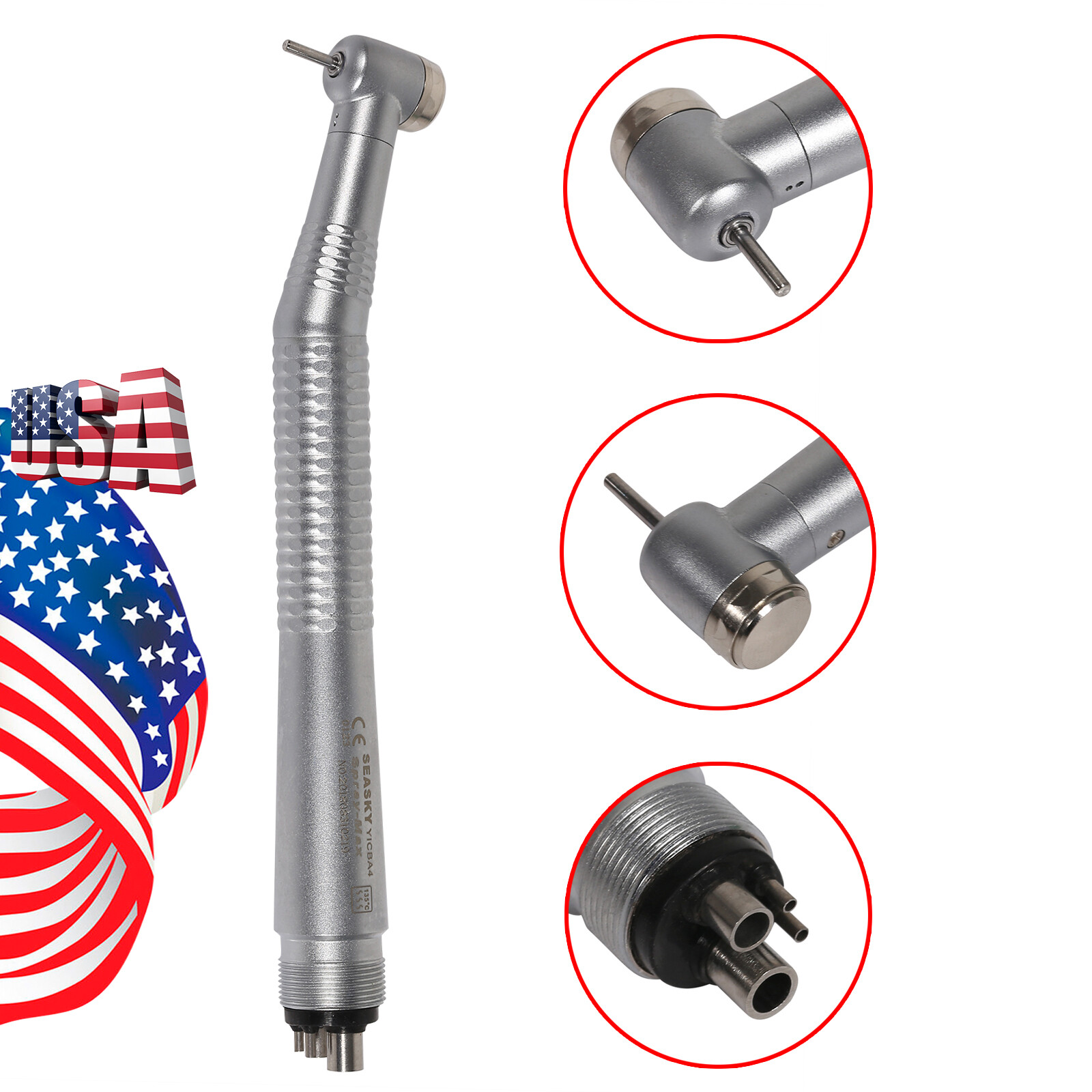 1/10X Dental High Speed Handpiece 4H Standard Head / LED Fiber Optic +6H Coupler