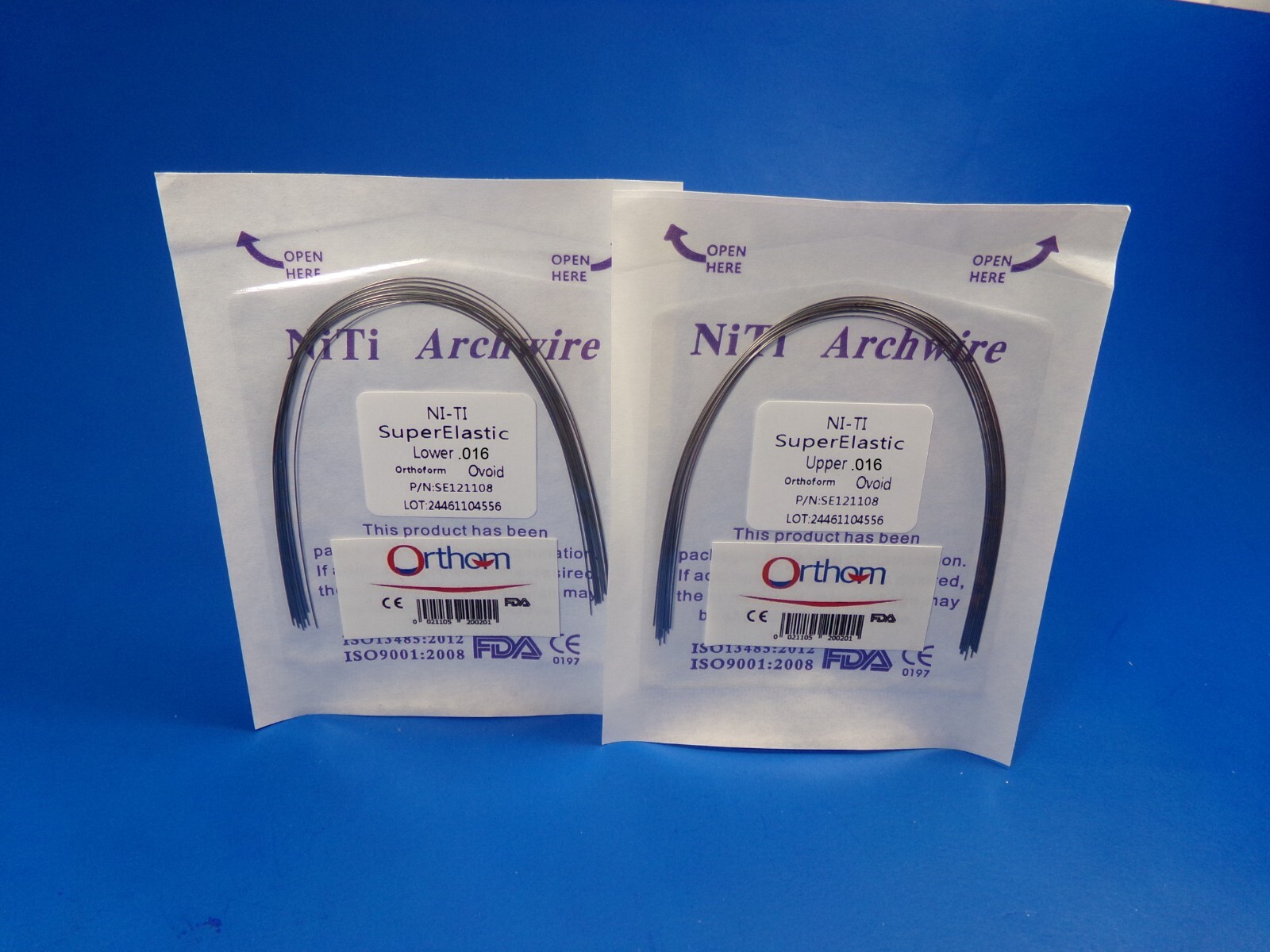 Dental Arch Wire Super Elastic NITI .016 Lower + Upper Set Ovoid /20 Pcs ORTHOM