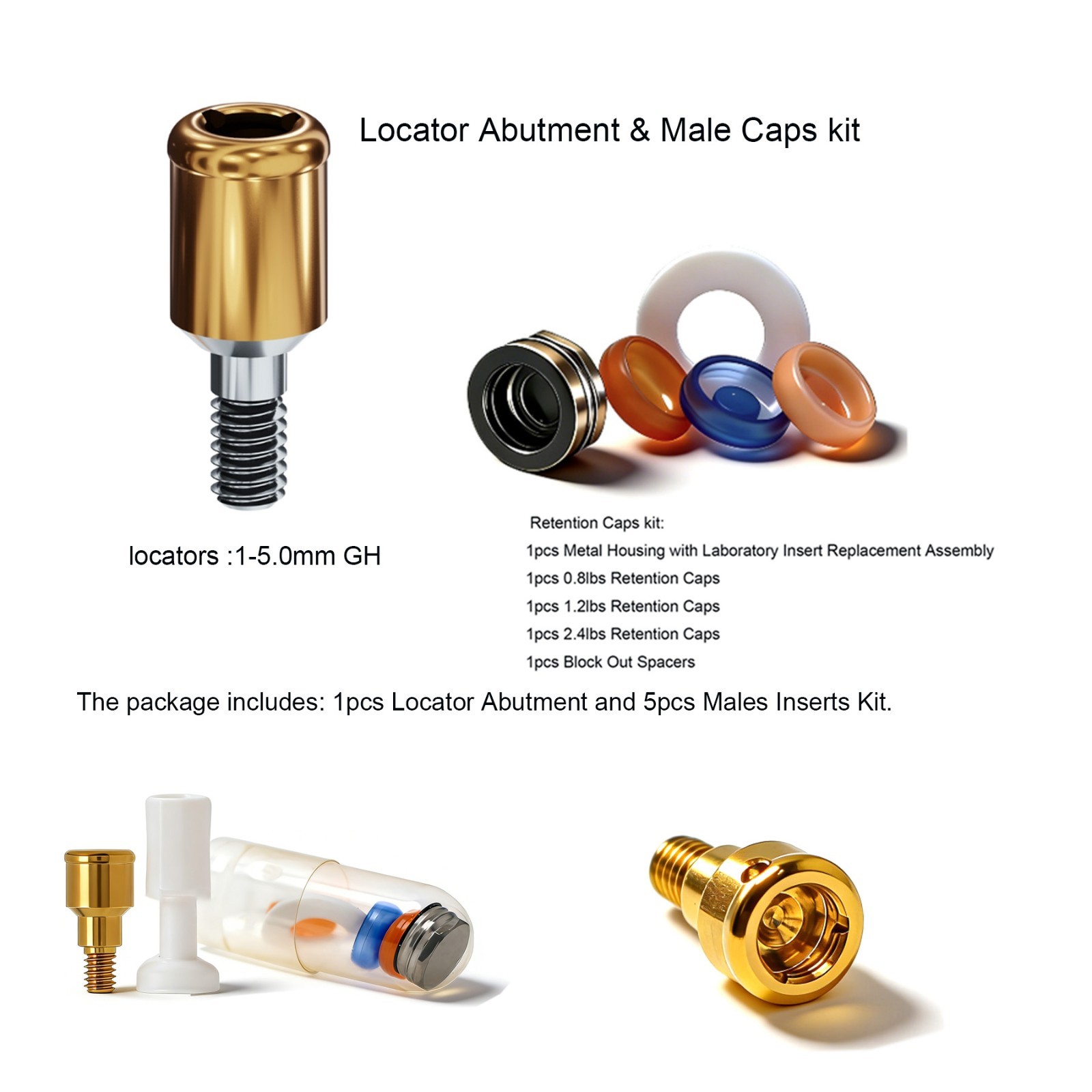 Dental LOCATOR Abutment fits BioHorizons Tapered/Pro/Plus/Short 3.5mm Platform