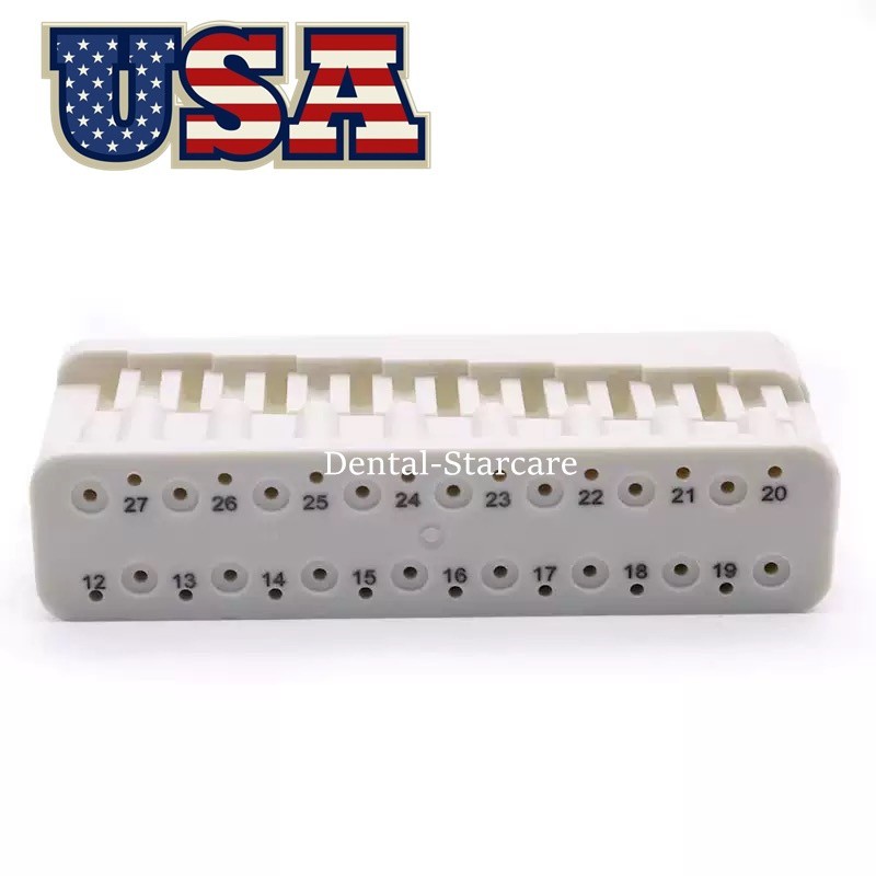 Dental Endo Block File & Bur Holder with Measuring Ruler White Autoclavable USA