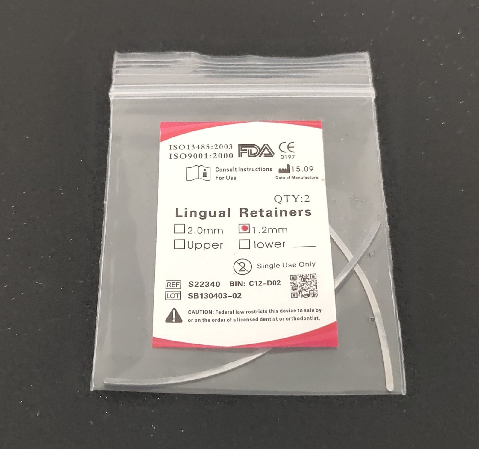 Dental Orthodontics 1.2mm Lingual Retainer 2Pcs/bag Universal Mesh Base