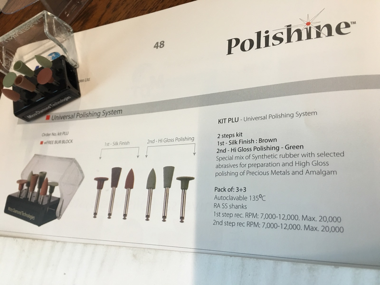 1Set/6pcs Polishing Universal Multi-use 2 Step Autoclavable Kit PLU.