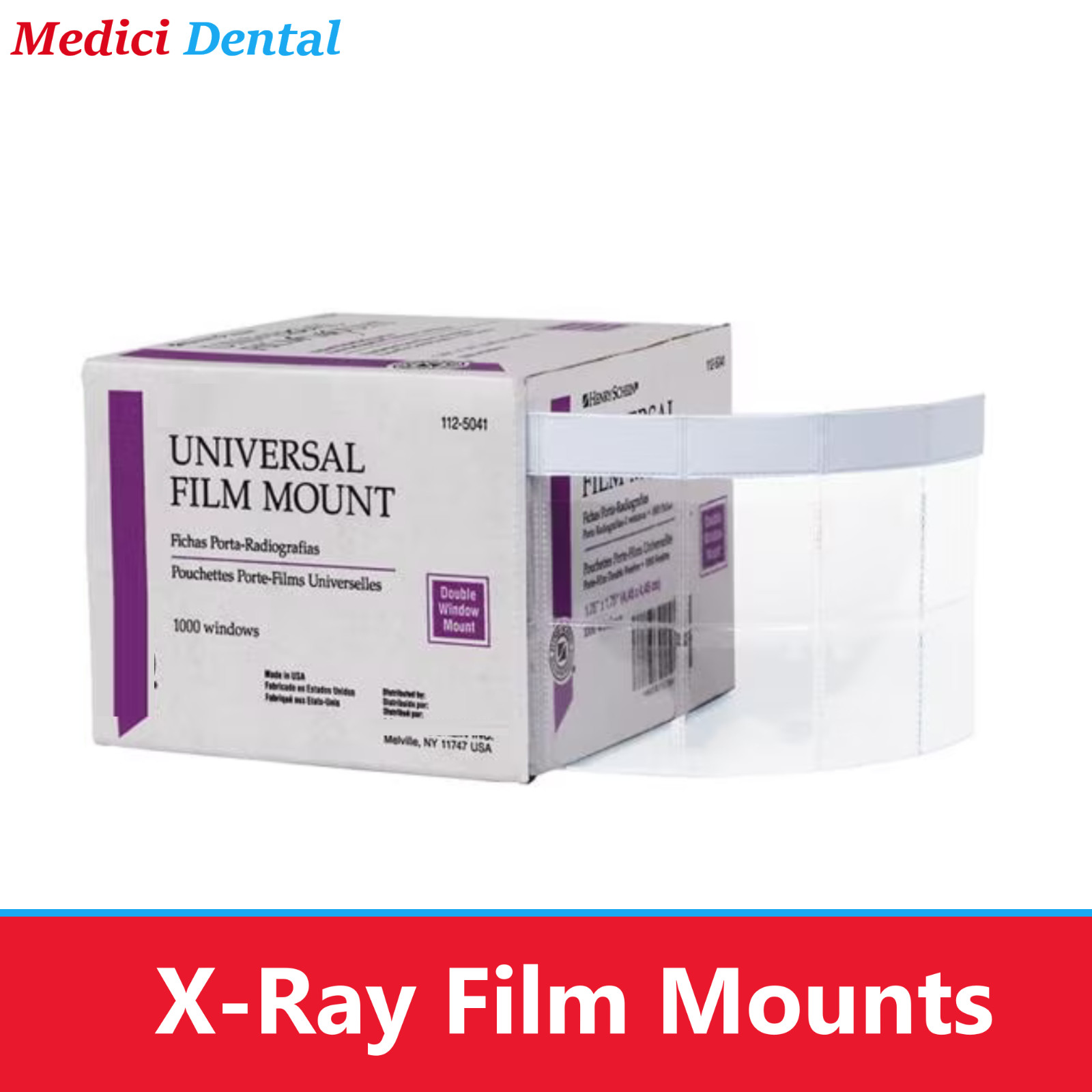 Dental Universal X-Ray Mounts 2-Window, Select and Cut Film Mounts, 1000/Box