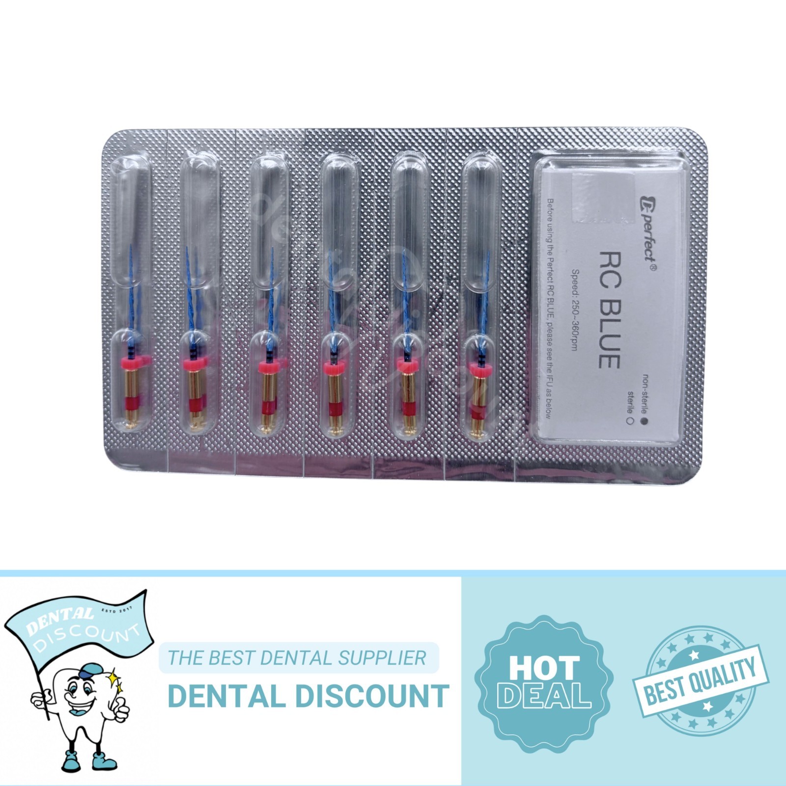 Dental Blue Endodontic Reciprocating NiTi Root Canal Files Rotary 21mm R25 6pcs
