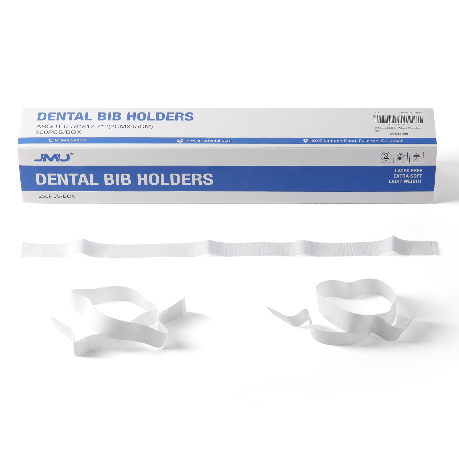 JMU Disposable Dental Bib Holders 2cm x 45cm Stretchable Self-adhesive Straps