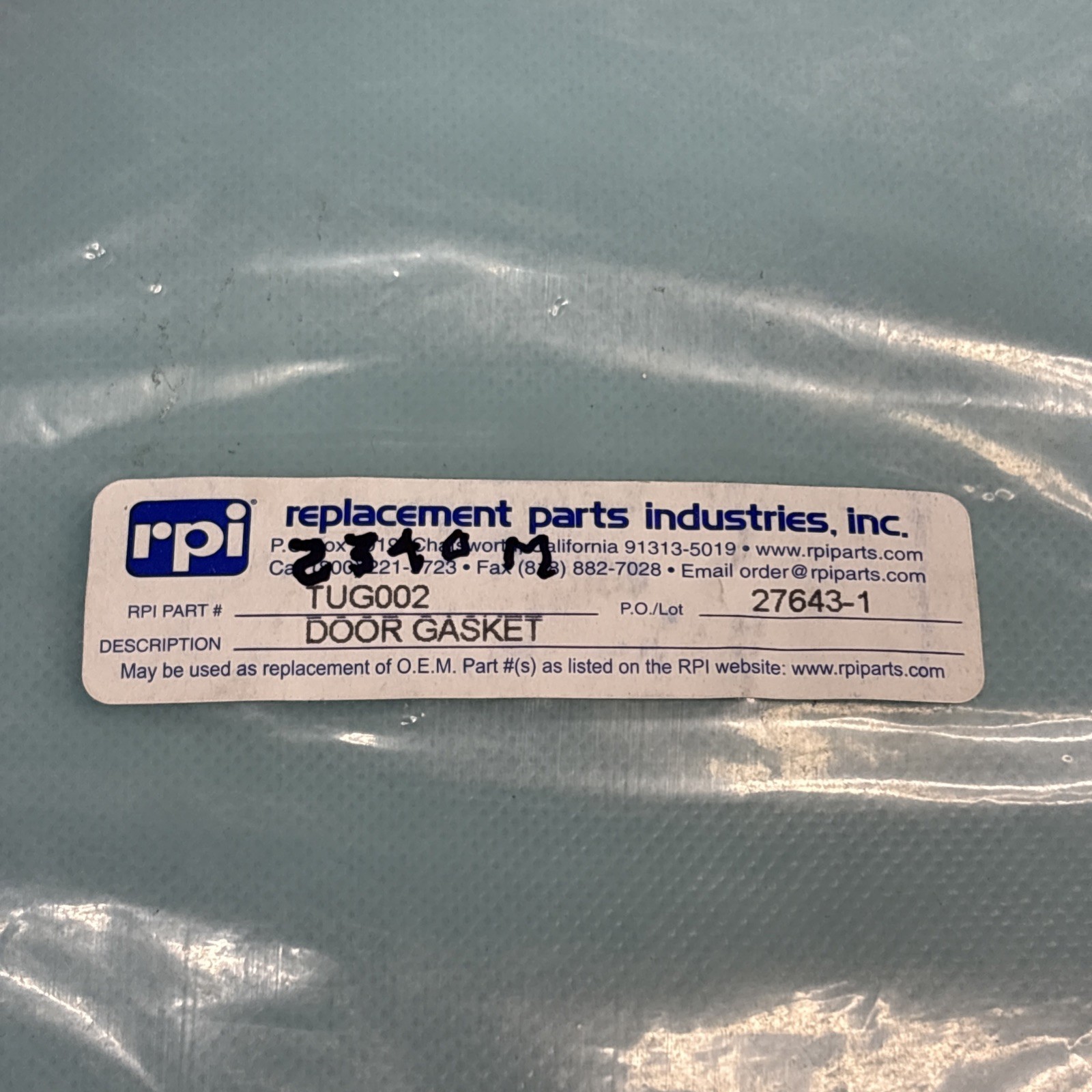 RPI Tuttnauer Door Gasket for 2340M Units, S/N 8805 and Below TUG002 – NEW