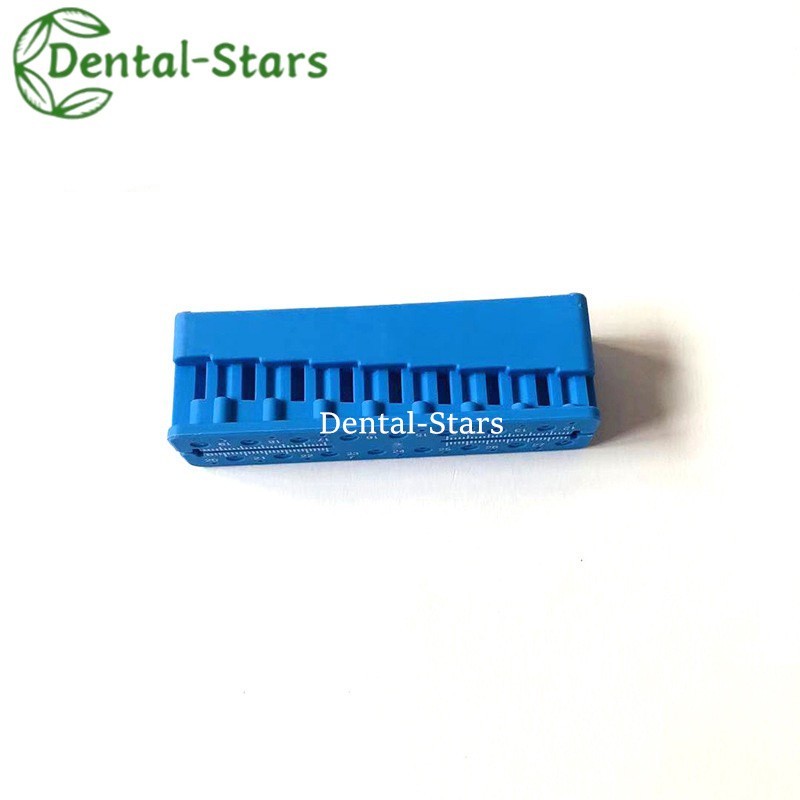 Autoclavable Dental Endodontic File Holder Measuring Block with Ruler blue/white