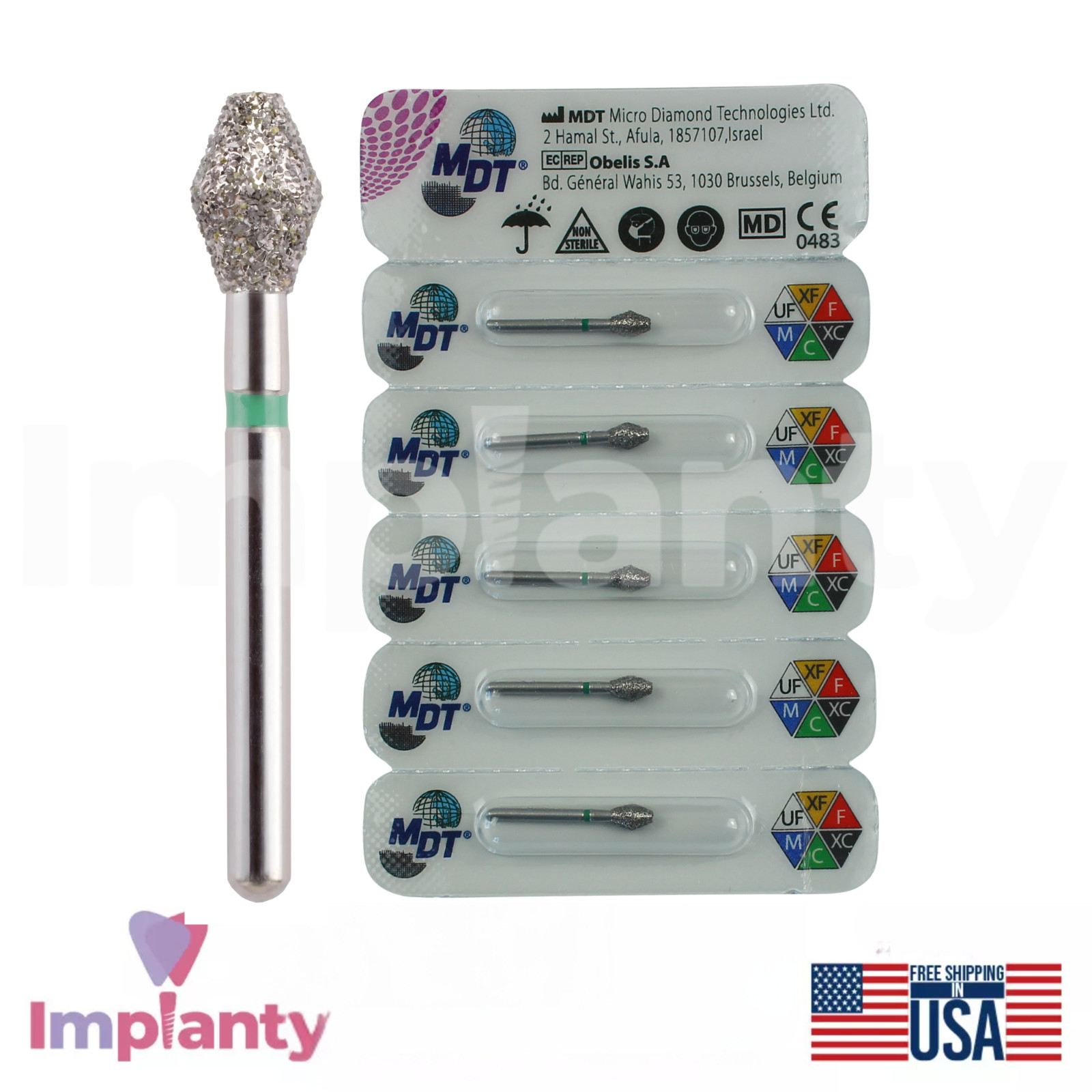 MDT Dental Barrel 038 FG Diamond Burs Occlusal Reduction & Refining Edges
