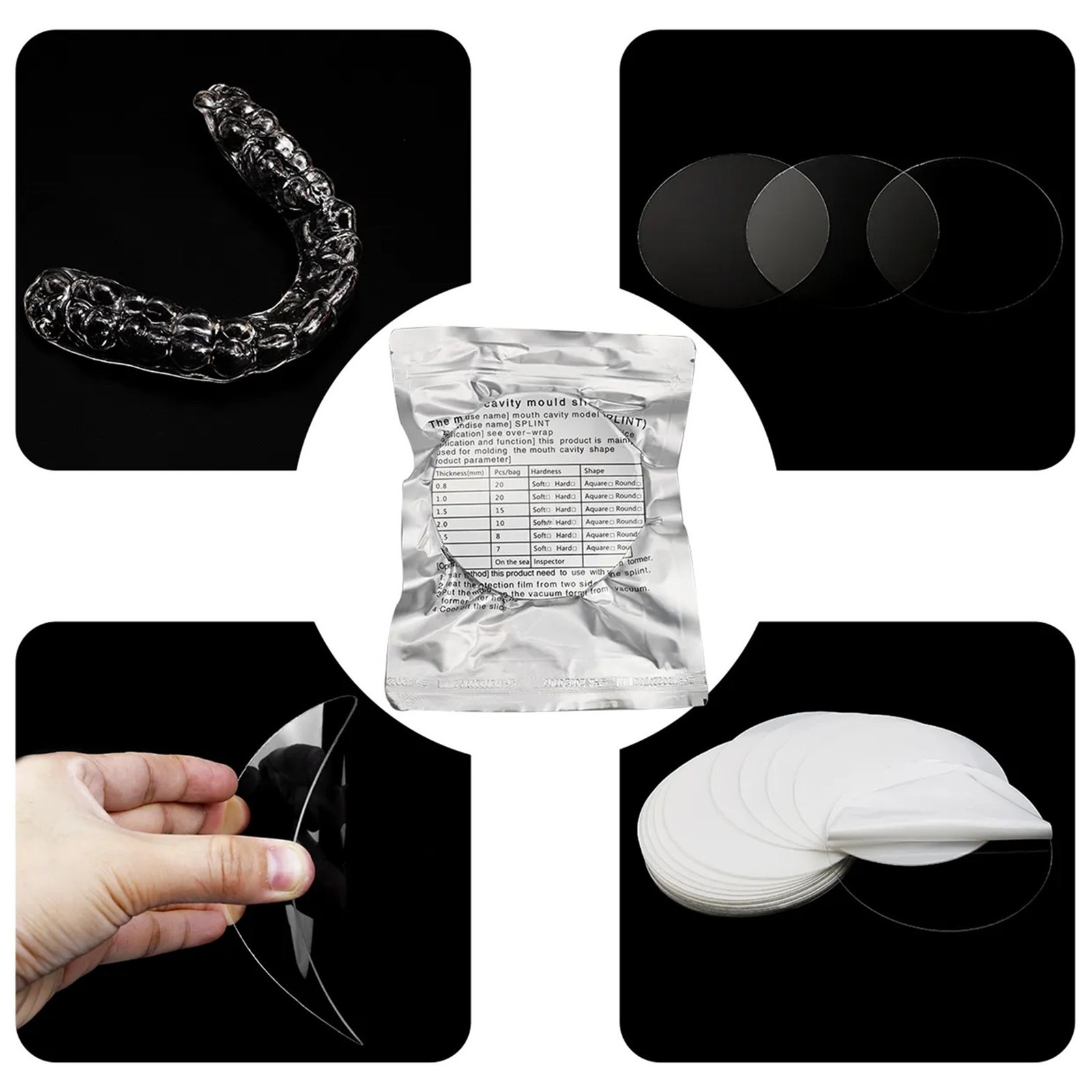 15Pcs Dental Orthodontic Splint Retainer Slice Vacuum Forming Sheet 1.5mm Hard