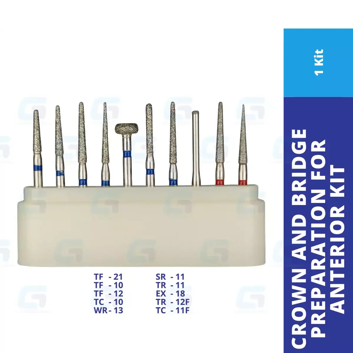Dental Diamond Bur Kit FG-4101 Crown & Bridge Preparation for Anterior 10Pk