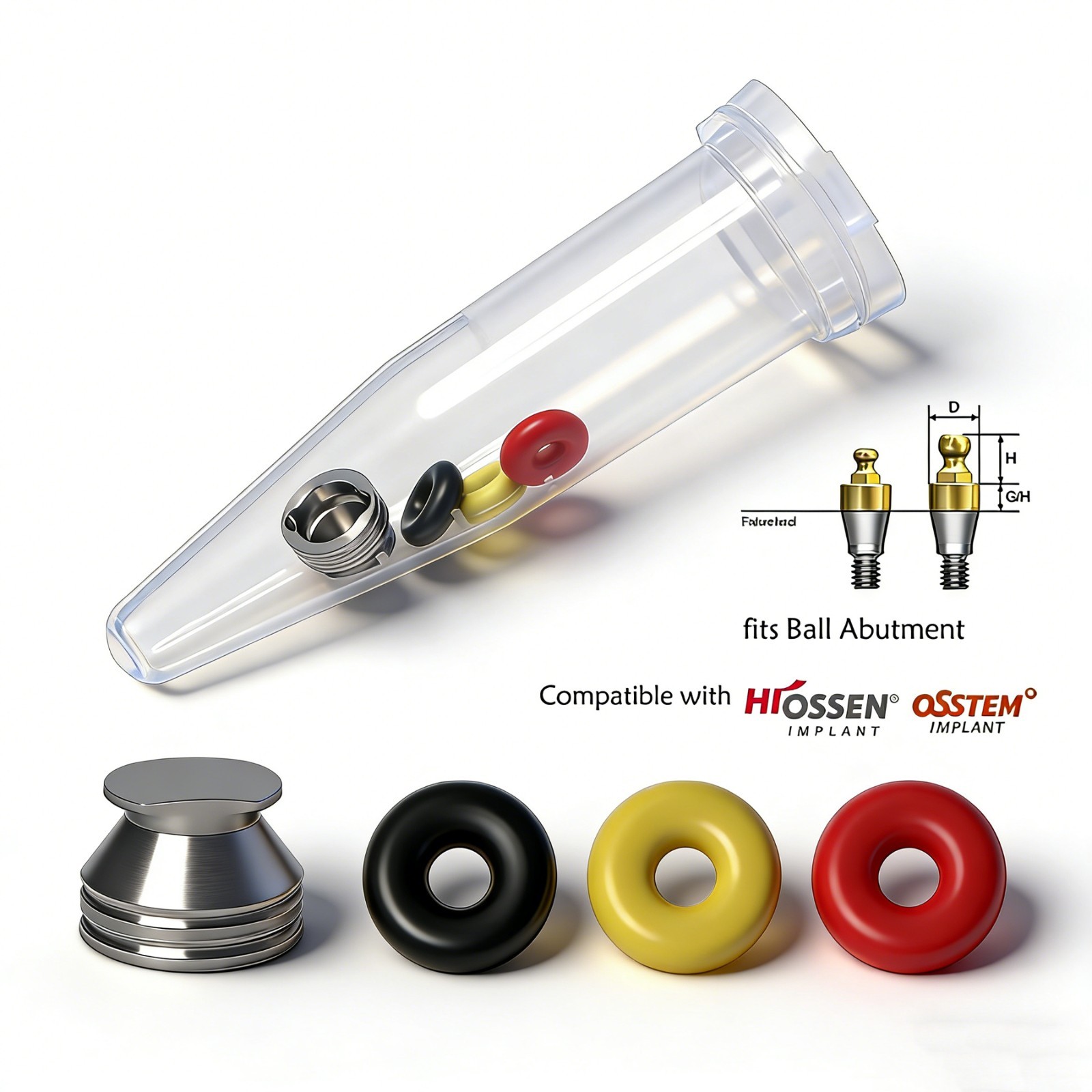 10PCS Implant Dental O-ring Kit for Ball Abutments Attachment for Hiossen Osstem