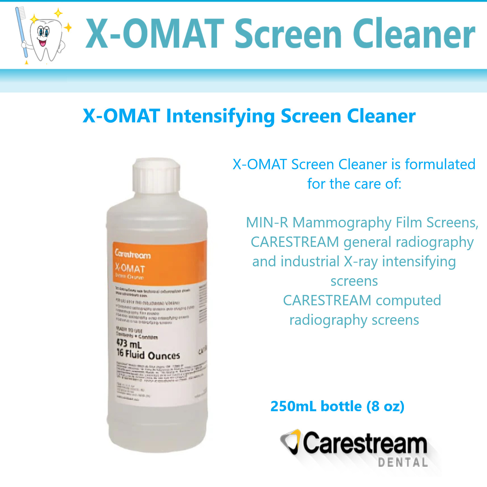 Carestream Dental X-Ray X-OMAT Intensifying Screen Cleaner Film Screens MIN-R