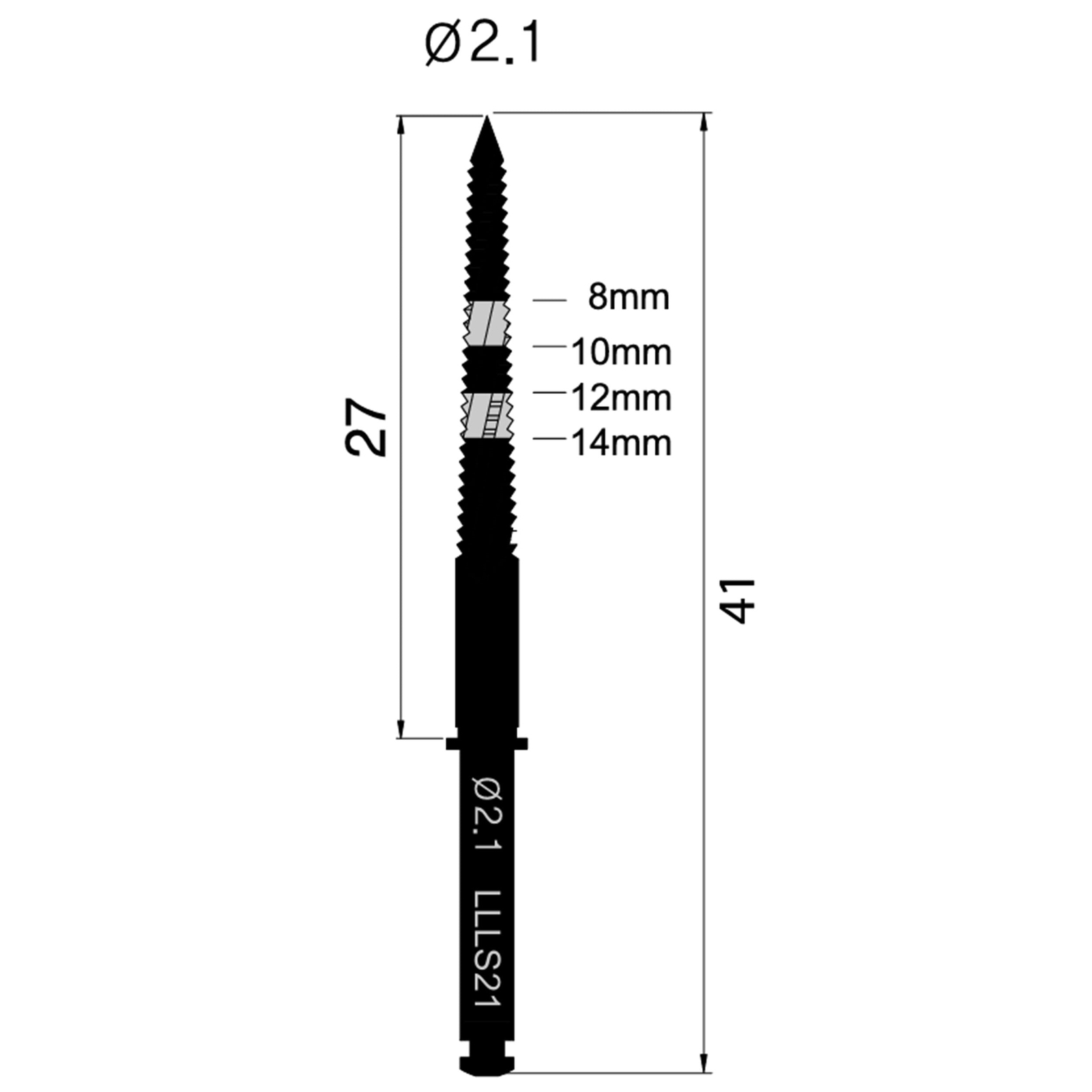 L21 Lindemann Bur Drill 2.1mm Dia. Osung -LLL21 (#306)