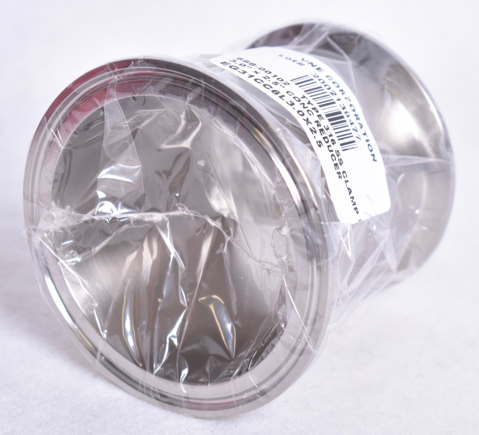 VNE 3 x 2-1/2″ Clamp Style Sanitary SS Pipe Concentric Reducer EG31CC6L3.0X2.5