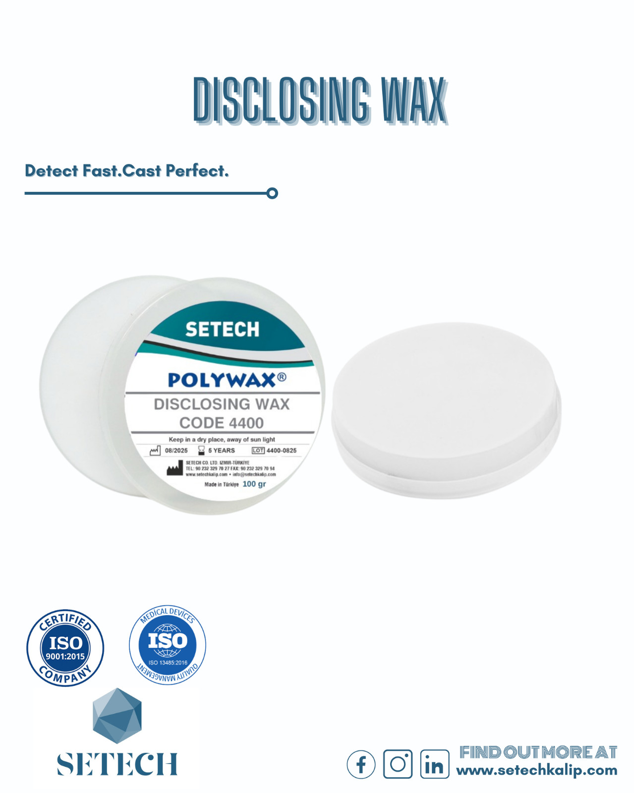Setech Disclosing Wax – To Repair Wax Pattern Defects.