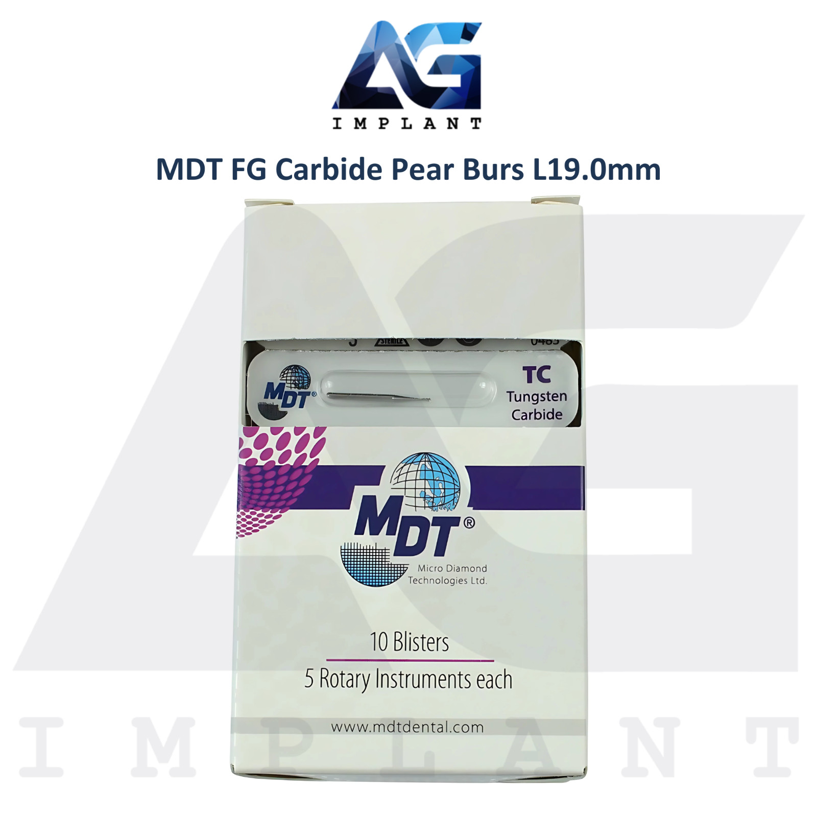 Dental MDT Pear FG Carbide Burs L19.0mm Cavity Prep Shaping Tooth Structures