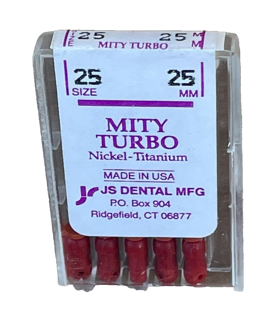 Js Dental MFG Turbo Nickel-Titanium Size 25 / 25mm, Made in USA