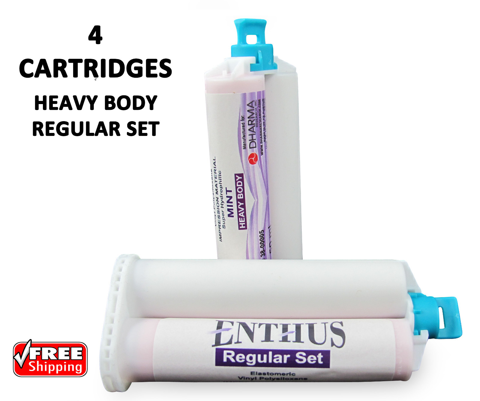 HEAVY BODY VPS Impression Material REGULAR SET Enthus 4 X 50ml Cartridges