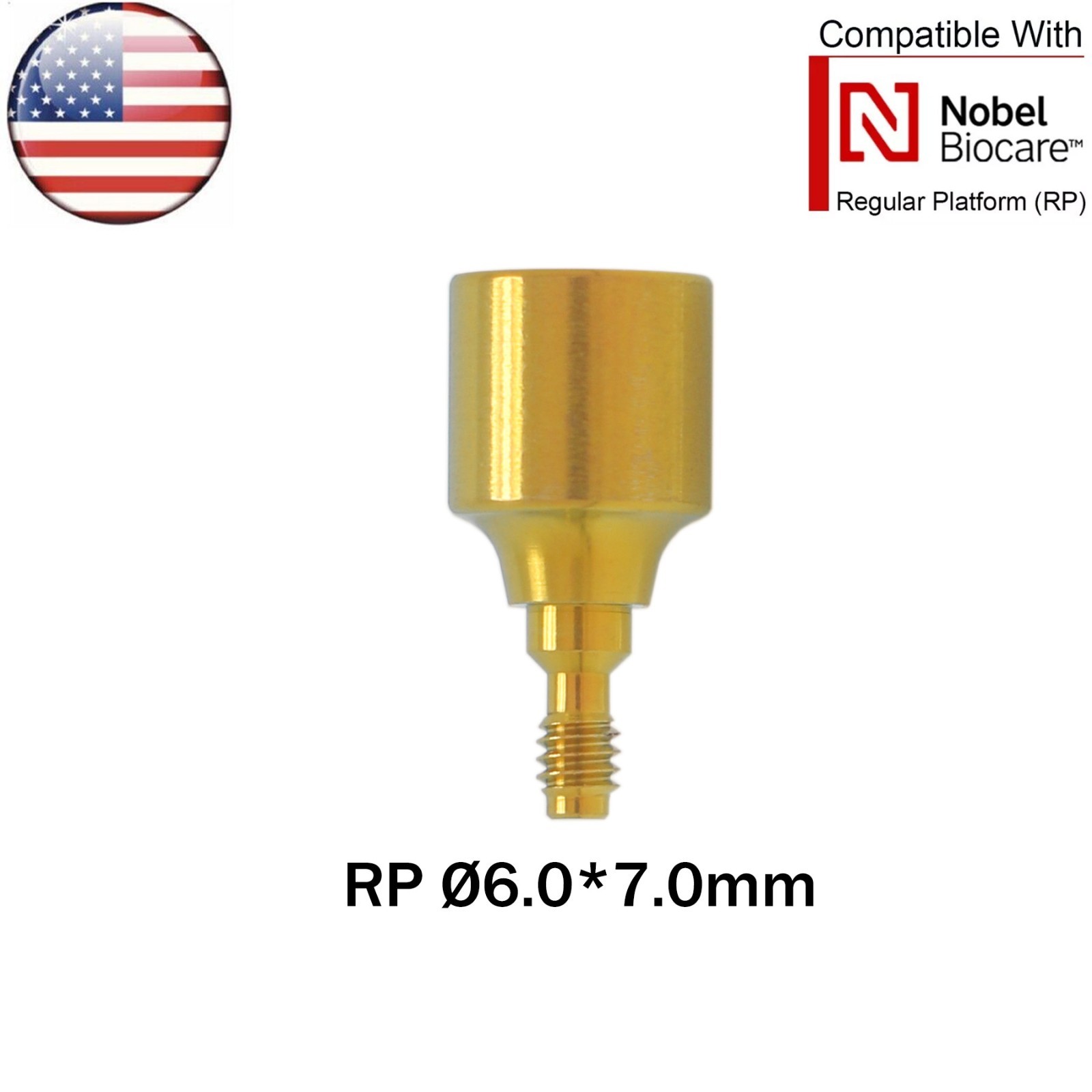 US Dental Nobel Healing Abutment Caps RP Fit NOB Active ∅3.6/5.0/6.0 H3/5/7mm