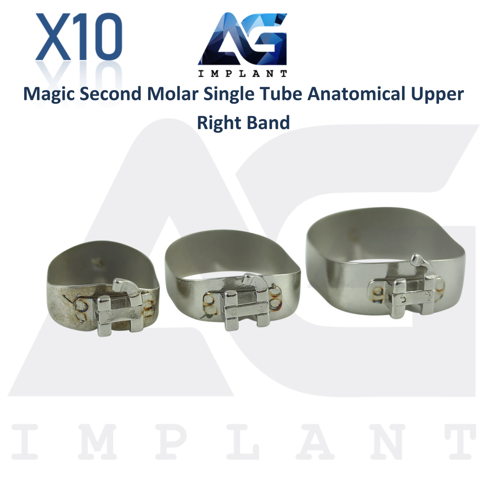 10 Dental Magic Second Molar Single Tube Anatomical Upper Right Ortho Band Lab