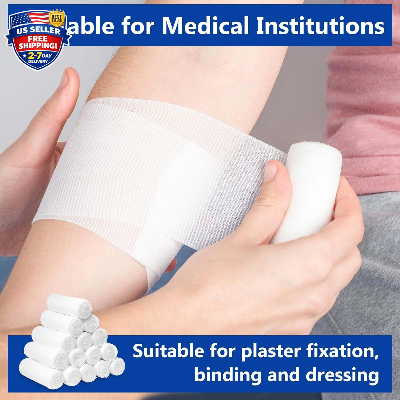 24 Pack 4 Inch 4.1 Yards Gauze Bandage Roll, Gauze Wrap Rolls for Wounds