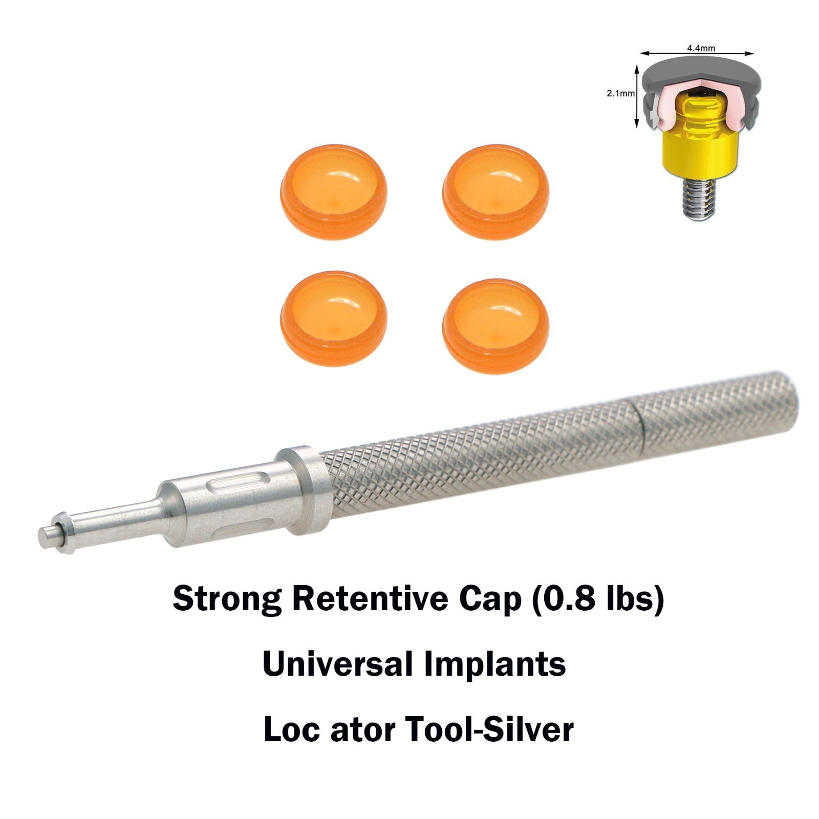 US Zimmer TSV 3.5 Tapered Screw-Vent 1mm GH Implant Overdenture Locator Abutment