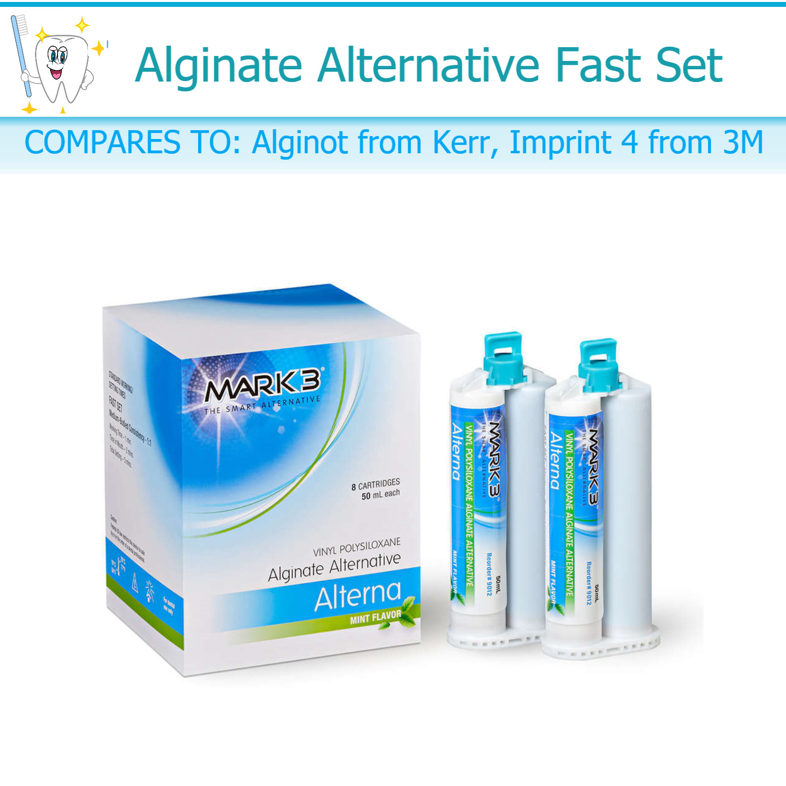 Dental Alginot Mark3 Alginate Substitute Alternative 4 or 8 x 50mL, Fast Set USA