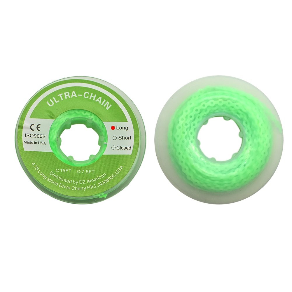 Angzhili 1 Piece Dental Orthodontic Elastic Chain Power Long, Light Green