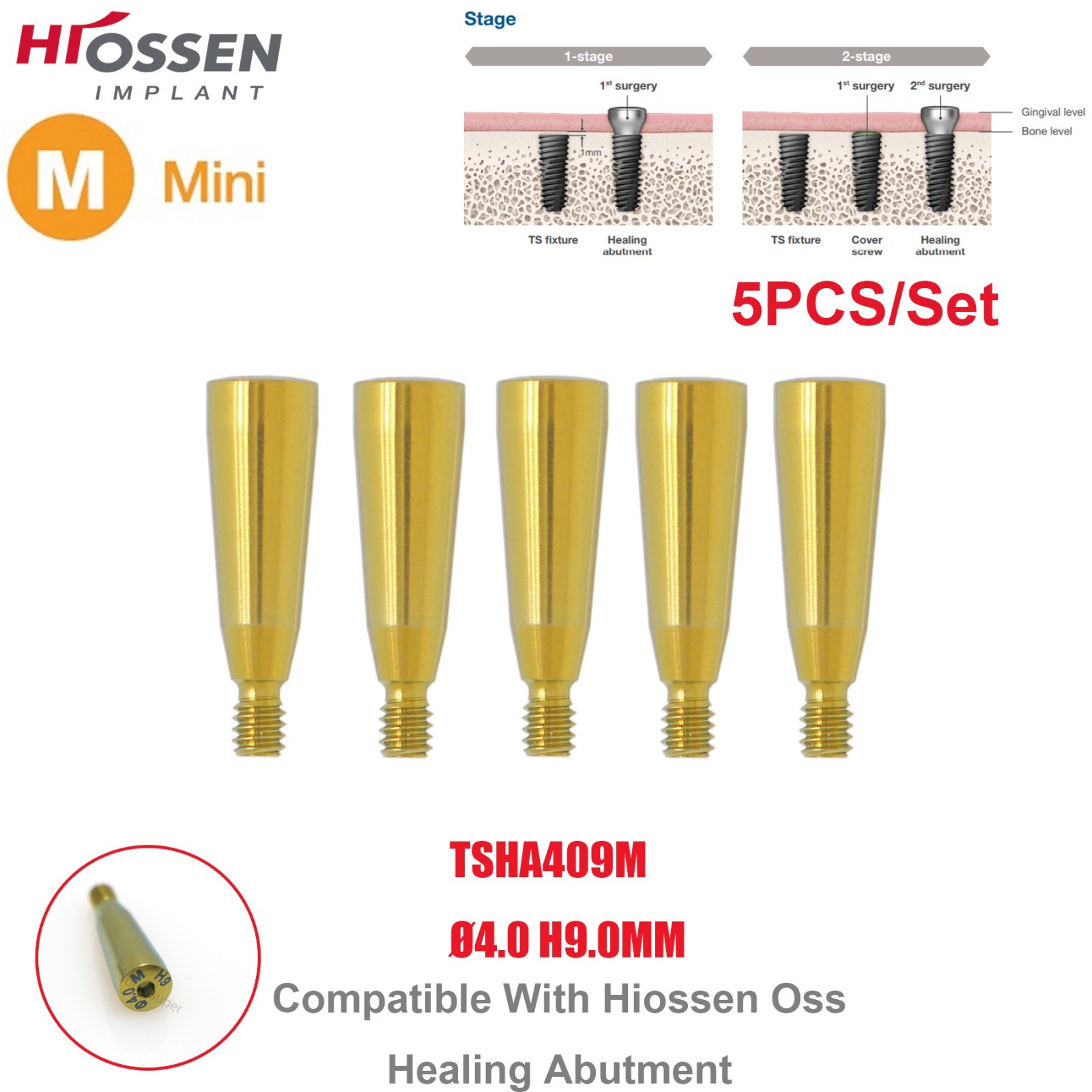 US Dental Titanium Mini Healing Abutment & Cover Screw Fits Hiossen ET Osstem TS