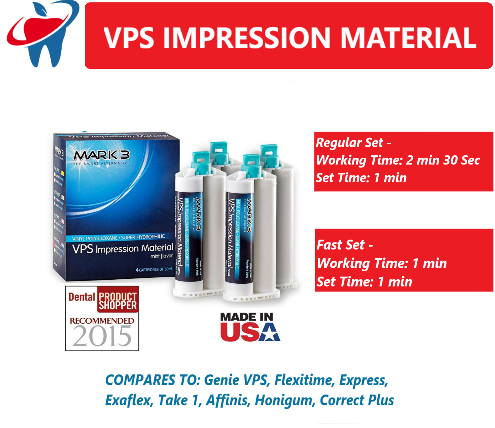 MARK3 Monophase Regular Set VPS Impression Material Heavy Body Fast Set 1-20/Box