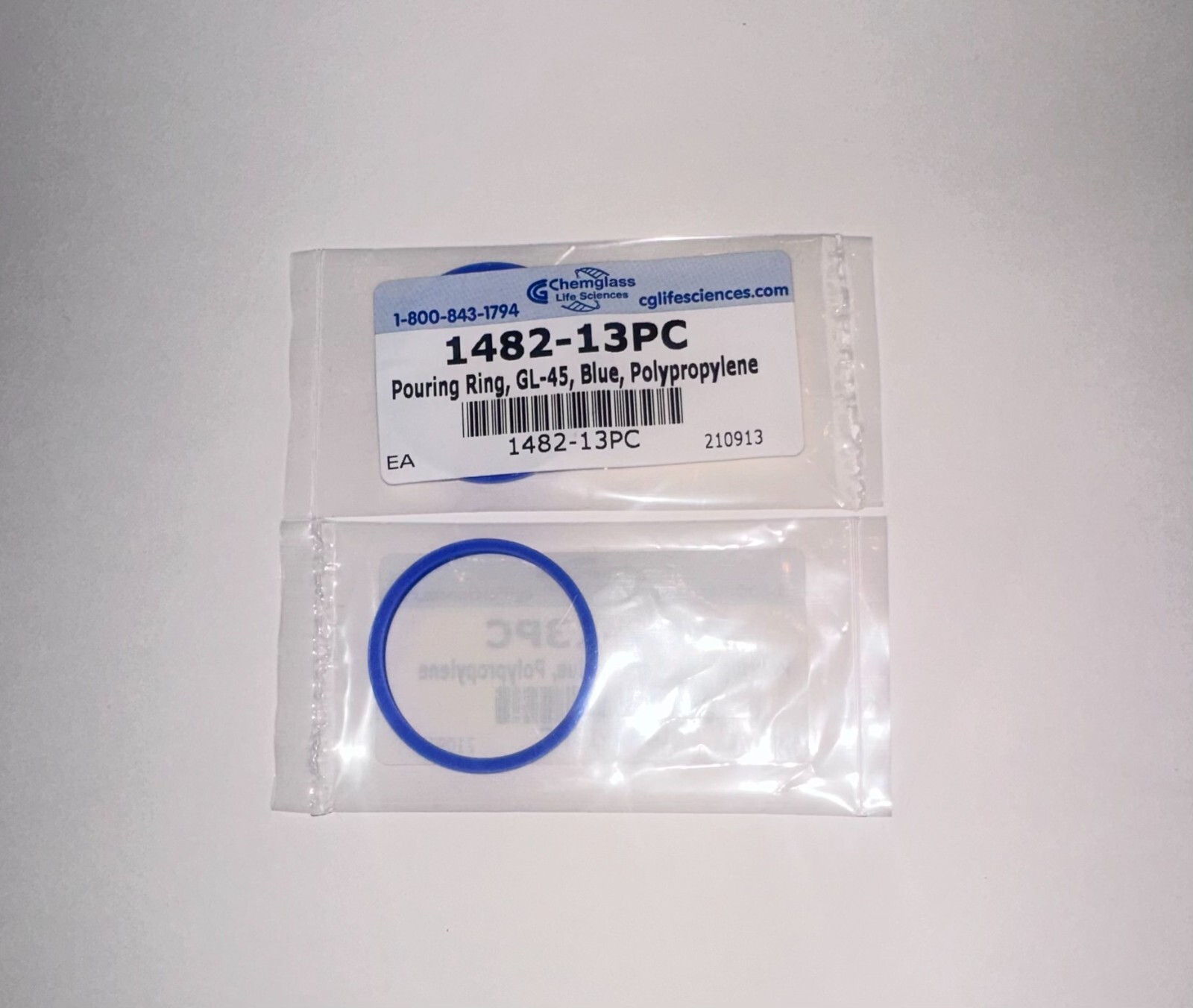 ChemGlass Life Sciences Pouring ring, Blue, GL-45, Polypropylene #1482-13PC