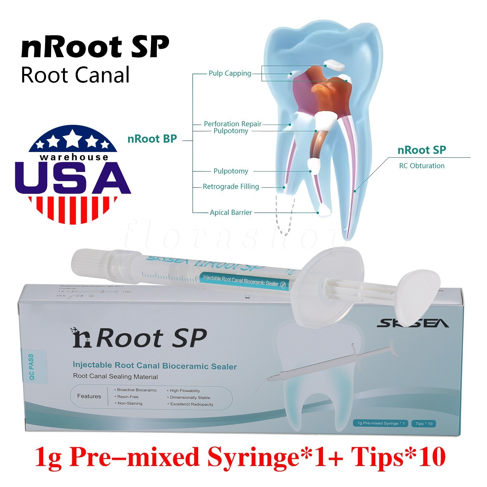 BC Sealer Bioceramic Root Canal Sealing bioceramic sealer SP 1g Syringe 10 Tips