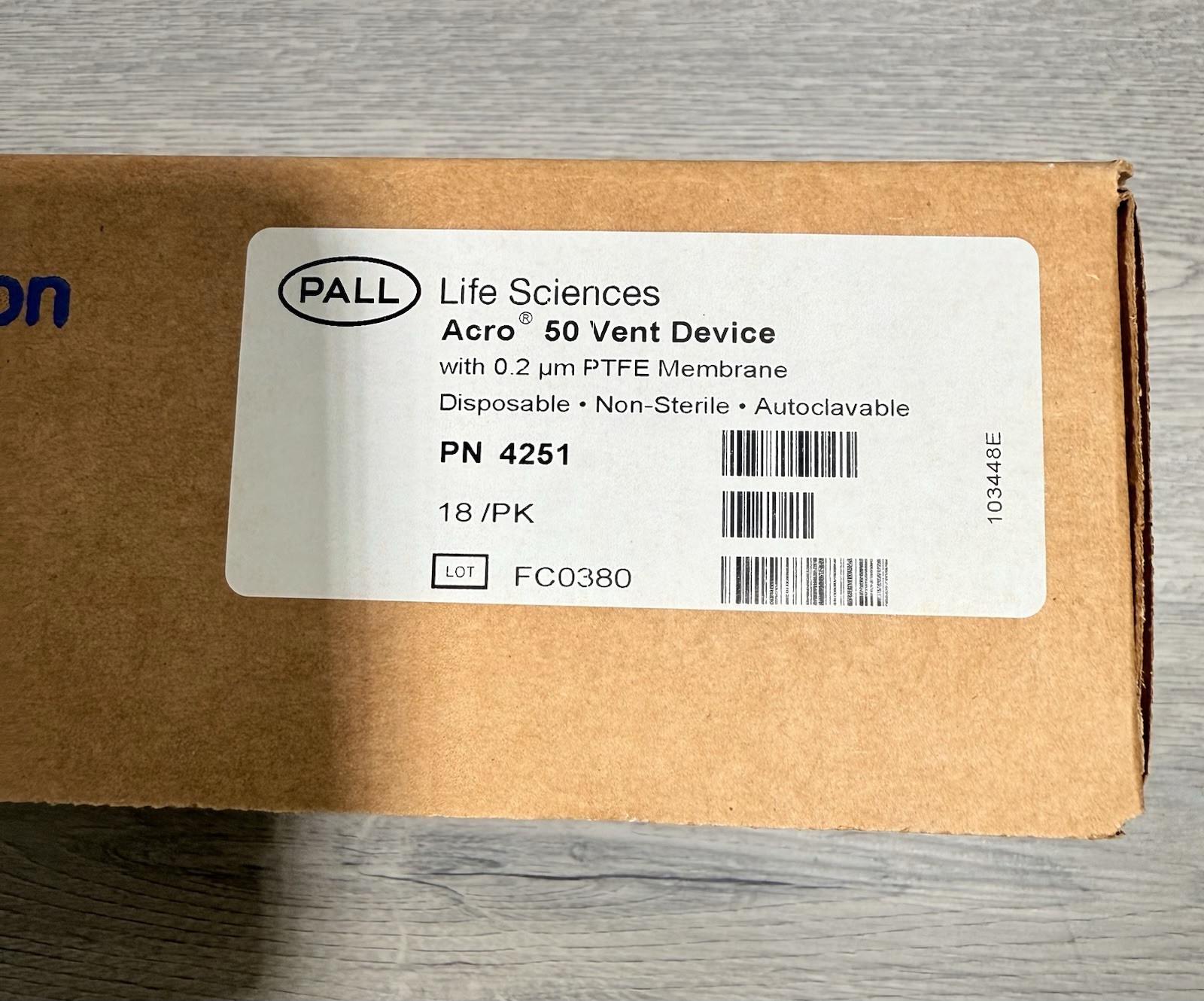 Pall Acro 50 Vent Device 0.2 µm PTFE Membrane Filter 4251 18/PK