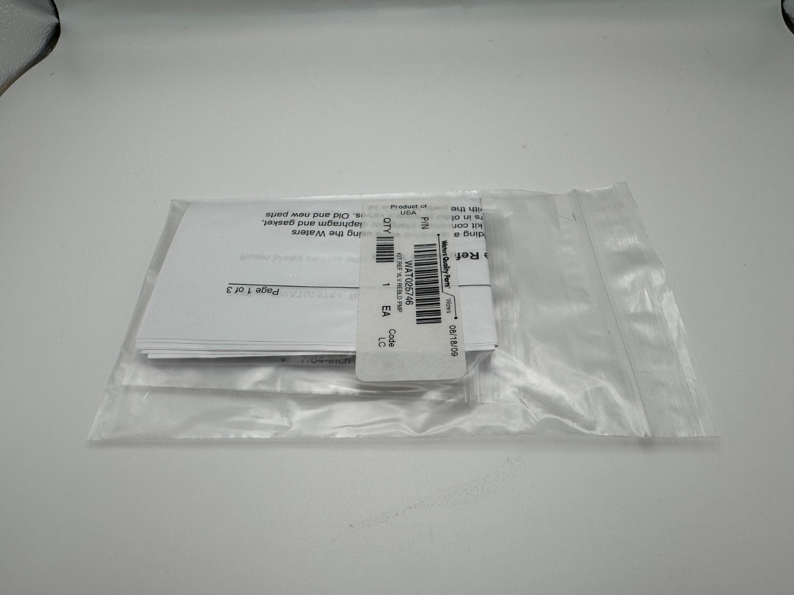 Waters Kit Ref Valve Rebuild Kit HPLC Part Number WAT025746