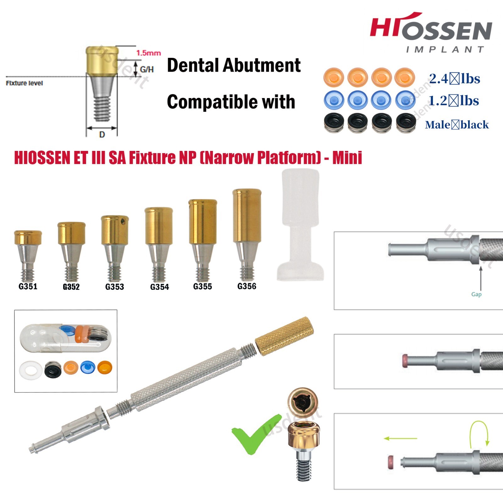US Locator Abutments Mini Platform 1-6mm for Hiossen/Osstem/Snucone w/ Lab Kit