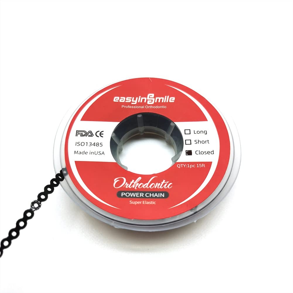 SNAWOP Dental Orthodontic Power Chain Multicolor Spool Elastic Closed, Black