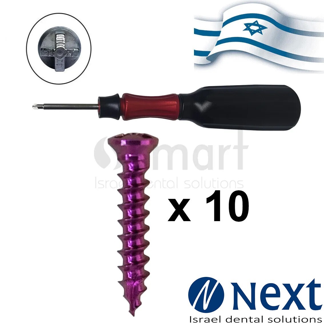 Lot x10 Screw titanium pin membrane Bone GBR Ø1.6 L8 tac + driver
