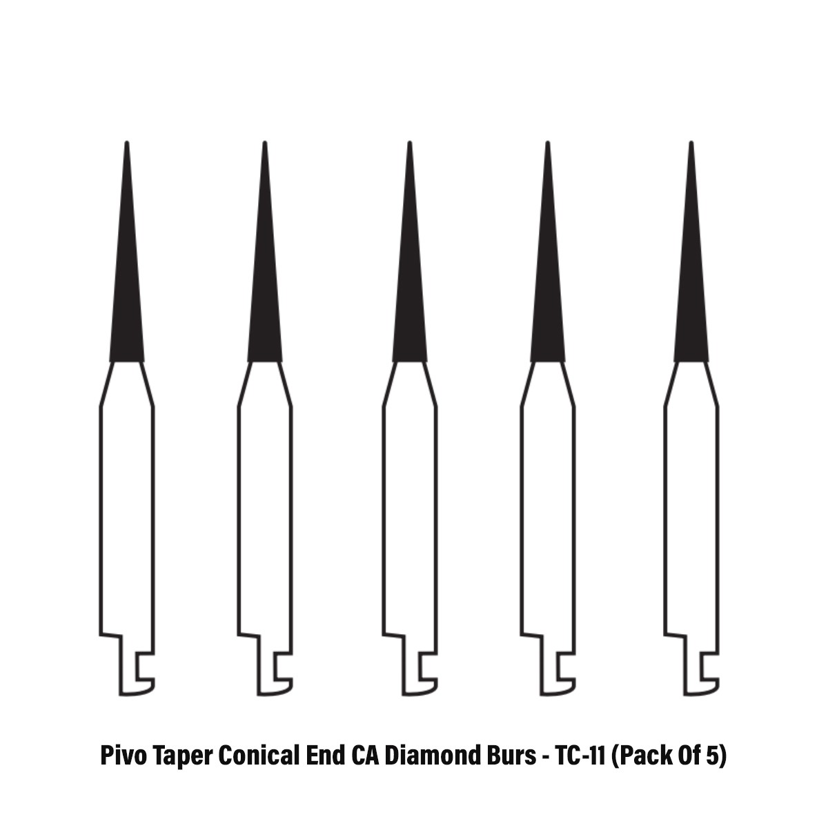 Pivo Taper Conical End Contra-angle Diamond Bur CA – TC-11 (Pack Of 5)
