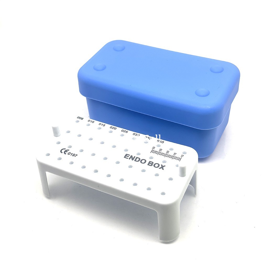 40 Holes Dental Endo Burs Box Endodontic Files Holder Disinfection Box w Ruler