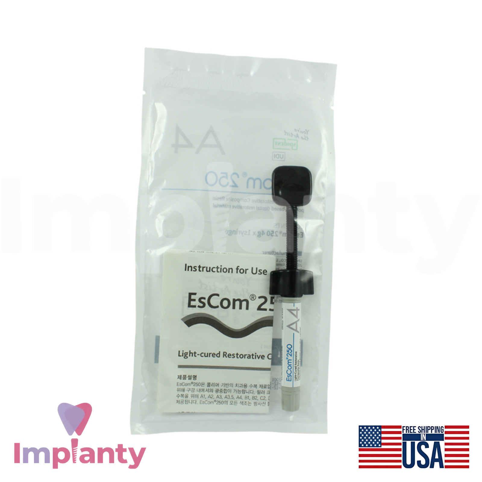 Dental EsCom250 Restorative Nan0hybrid Composite Resin Light Cure High Strength