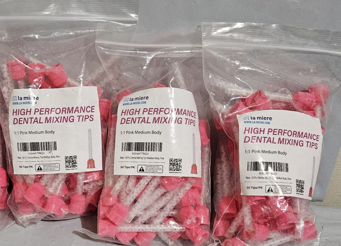Lot of 3 High Performance Dental Mixing Tips Medium Pink 50 ct