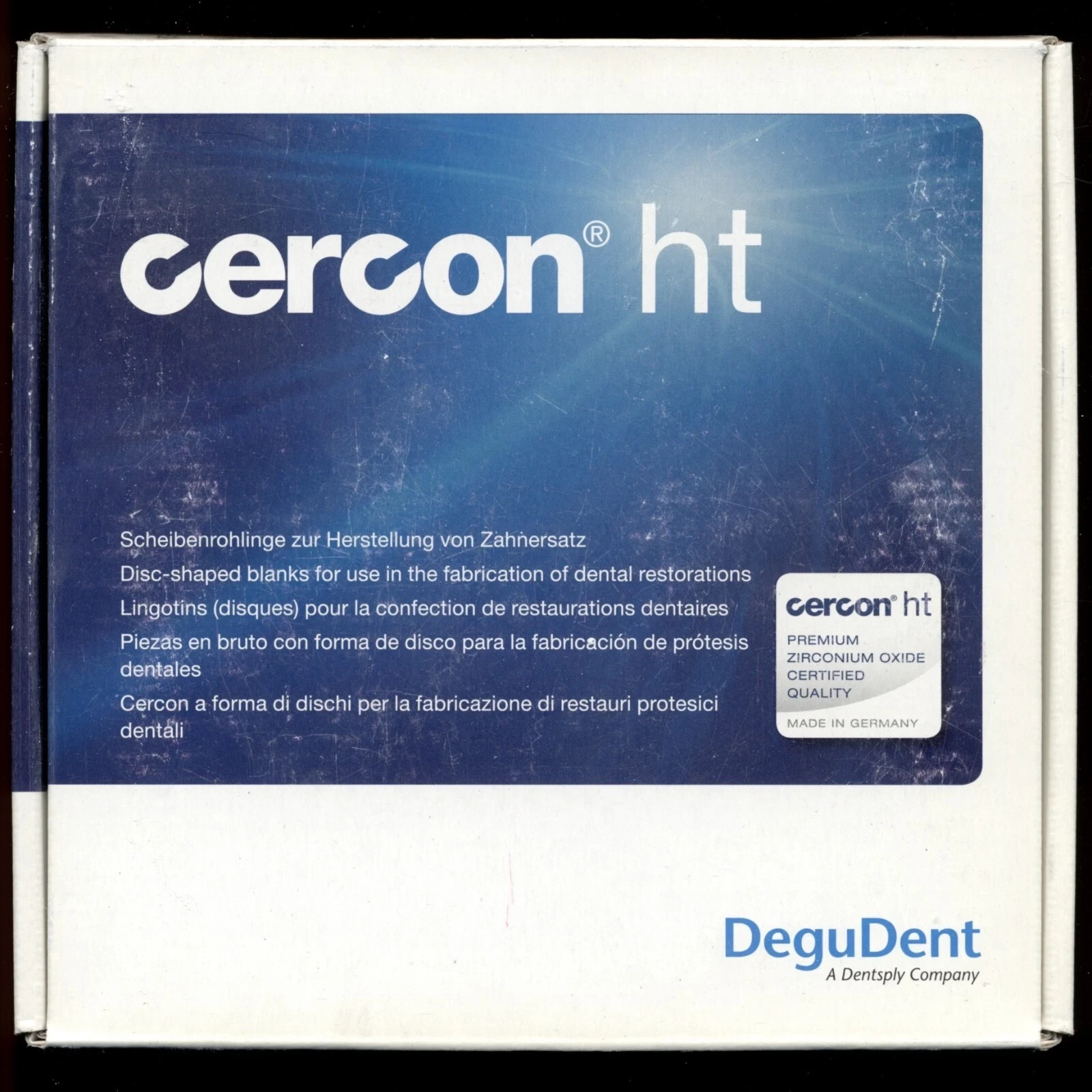 Used Dentsply DeguDent Cercon ht Zirconia Disc Blank 98×12 mm 12-B3 Use by 2023