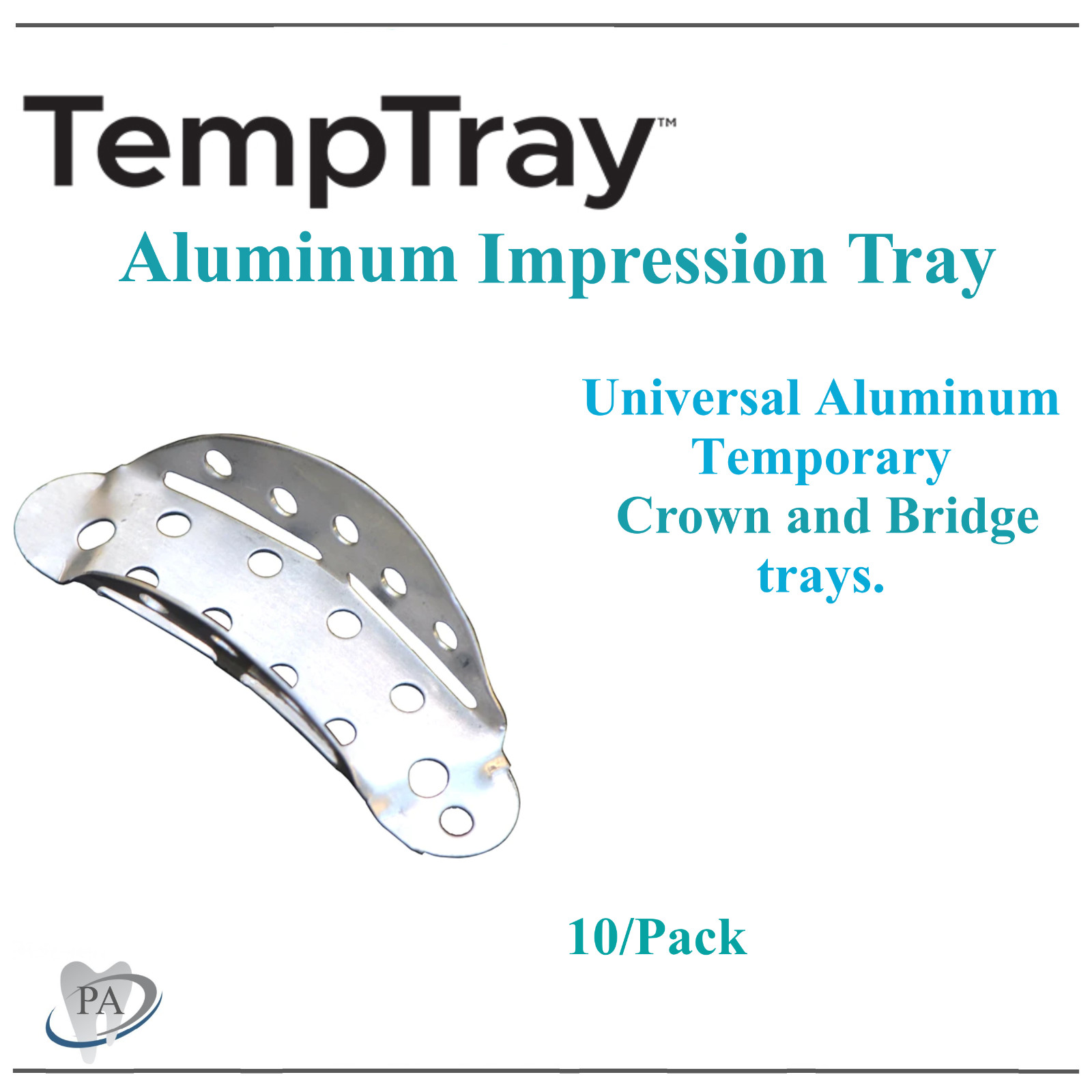 Dental Universal Aluminum Temporary Crown and Bridge trays, Posterior, 10/Bag