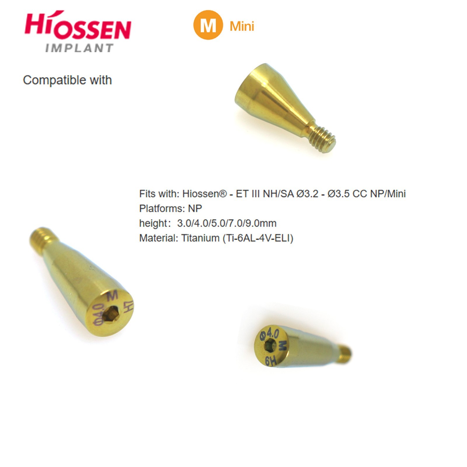 5Pcs US Dental Healing abutment Cap compatible with Osstem TS Mini/Regular Hex
