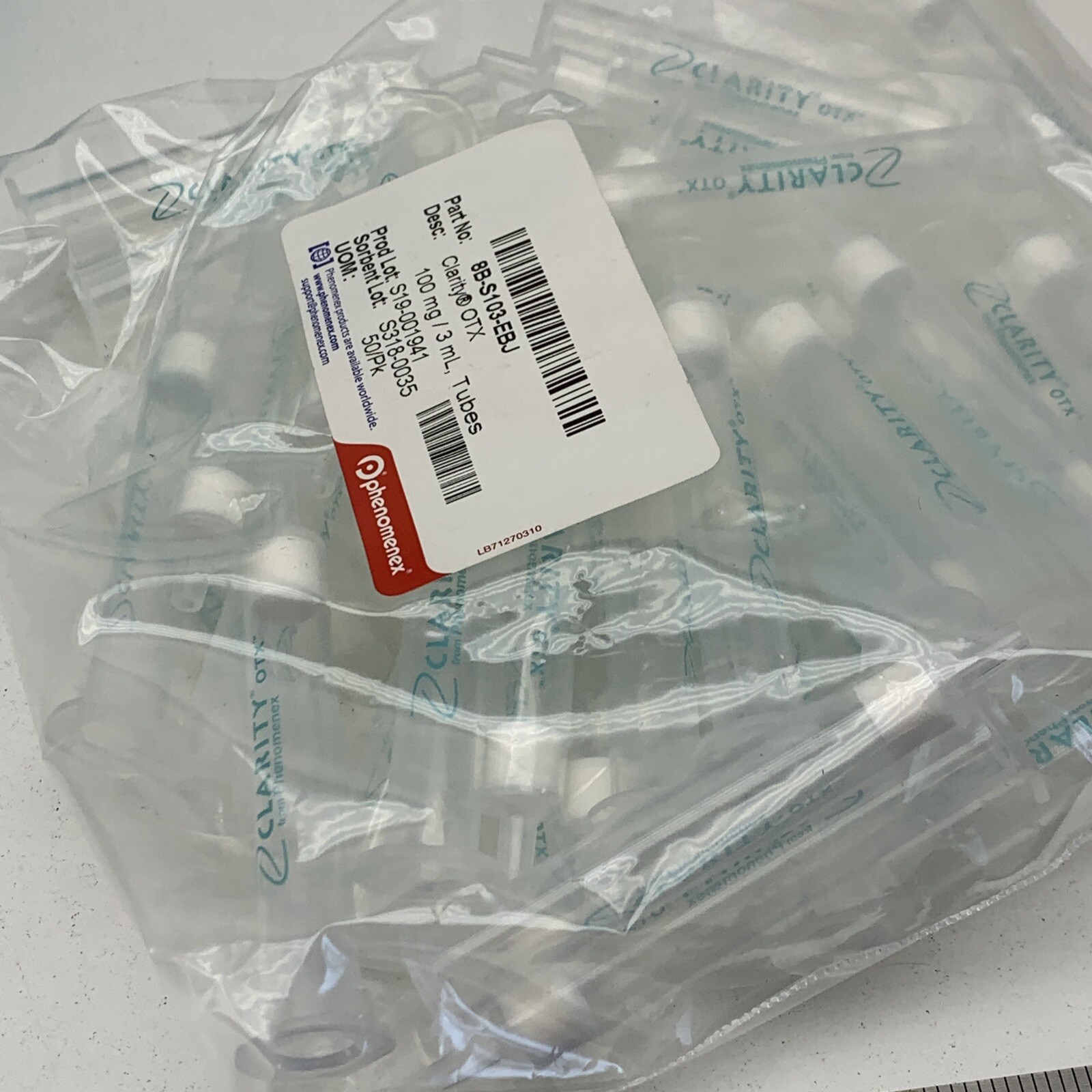 (50-Pack) Phenomenex 8B-S103-EBJ Clarity OTX Tube 100mg / 3mL